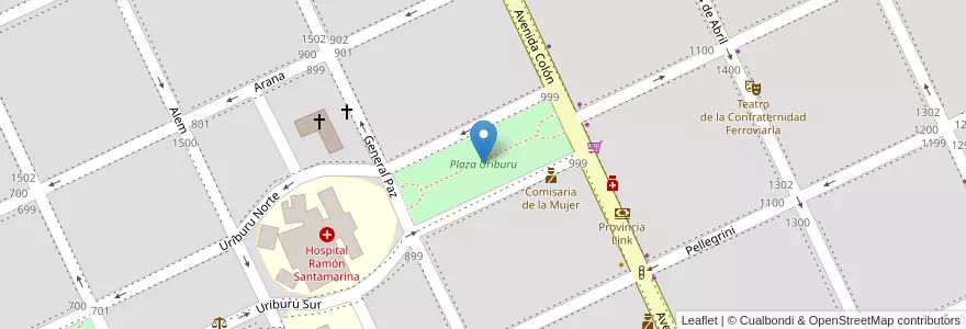 Mapa de ubicacion de Plaza Uriburu en Argentina, Provincia Di Buenos Aires, Partido De Tandil, Tandil.