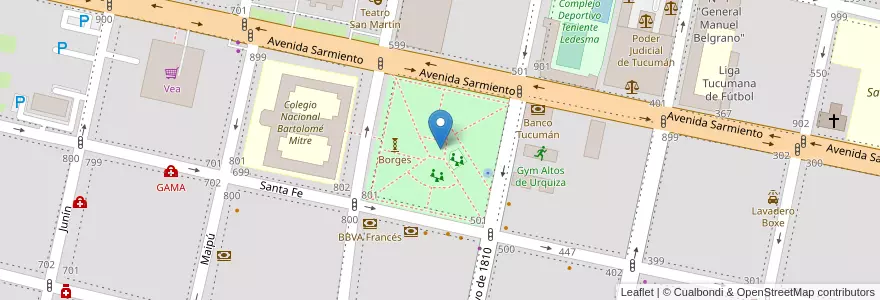 Mapa de ubicacion de Plaza Urquiza en アルゼンチン, トゥクマン州, San Miguel De Tucumán, Departamento Capital, San Miguel De Tucumán.