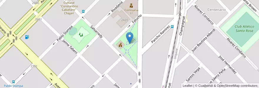 Mapa de ubicacion de Plaza Urquiza en 아르헨티나, 엔트레리오스주, Departamento Federación, Distrito Mandisoví, Chajarí.