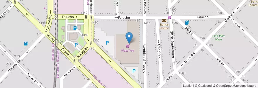 Mapa de ubicacion de Plaza Vea en 阿根廷, 布宜诺斯艾利斯省, Partido De Bahía Blanca, Bahía Blanca.