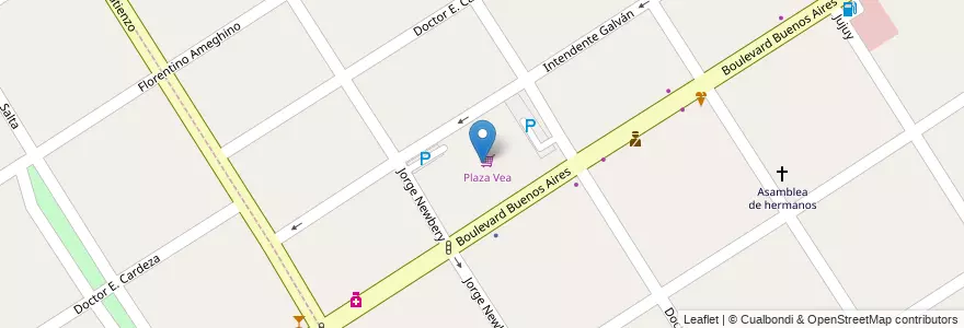 Mapa de ubicacion de Plaza Vea en الأرجنتين, بوينس آيرس, Partido De Esteban Echeverría, Luis Guillón.