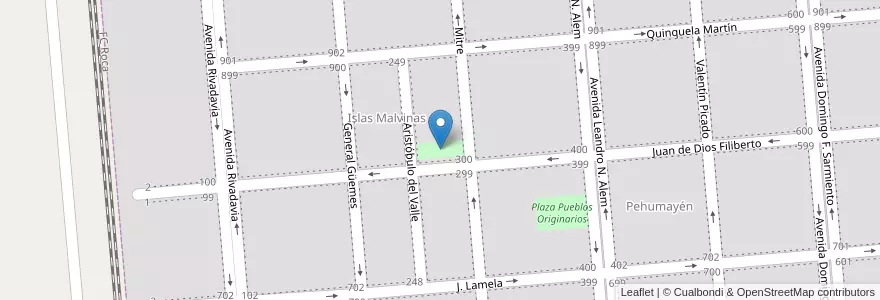 Mapa de ubicacion de Plaza Veteranos de Malvinas en Arjantin, Buenos Aires, Partido De Tornquist.