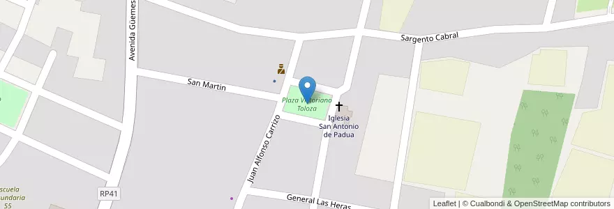 Mapa de ubicacion de Plaza Victoriano Toloza en 아르헨티나, Catamarca, Departamento Fray Mamerto Esquiú, Municipio De Fray Mamerto Esquiú, San Antonio.
