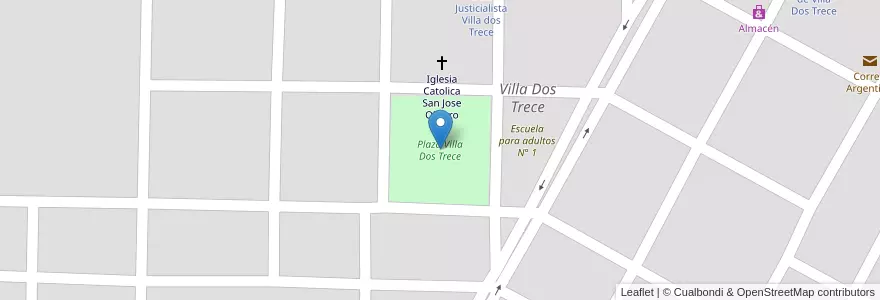 Mapa de ubicacion de Plaza Villa Dos Trece en Argentina, Formosa, Departamento Pirané, Municipio De Villa Dos Trece, Villa Dos Trece.