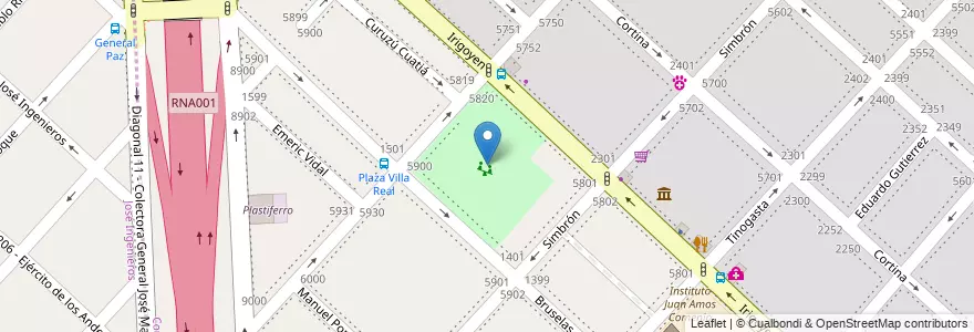 Mapa de ubicacion de Plaza Villa Real, Villa Real en Argentina, Buenos Aires, Comuna 10, Partido De Tres De Febrero.