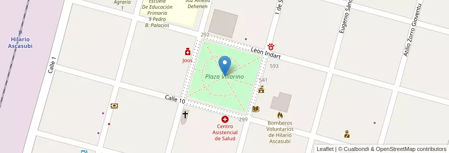 Mapa de ubicacion de Plaza Villarino en 阿根廷, 布宜诺斯艾利斯省, Partido De Villarino.