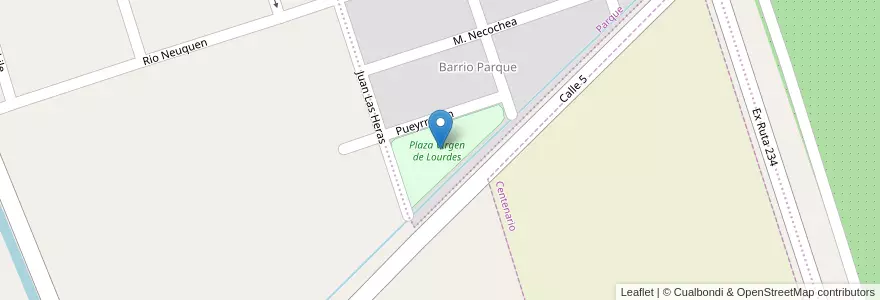 Mapa de ubicacion de Plaza VIrgen de Lourdes en الأرجنتين, تشيلي, نيوكوين, Departamento Confluencia, Centenario.
