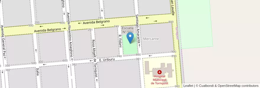 Mapa de ubicacion de Plaza Virgen de Schoenstatt, en الأرجنتين, بوينس آيرس, Partido De Tornquist, Tornquist.