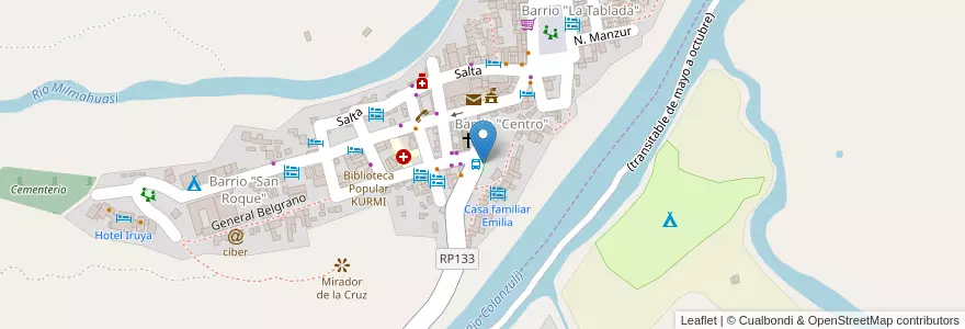 Mapa de ubicacion de Plaza Virgen del Rosario en Argentina, Finca El Potrero, Salta, Departamento Iruya, Municipio Iruya.