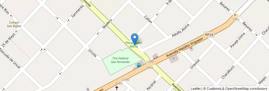 Mapa de ubicacion de Plaza Virgen Maria en Arjantin, Buenos Aires, Partido De San Fernando, San Fernando.