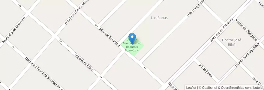 Mapa de ubicacion de Plaza y Minideportivo Bombero Voluntario en 阿根廷, 布宜诺斯艾利斯省, Partido De Ramallo.
