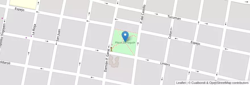 Mapa de ubicacion de Plaza Zorraquín en アルゼンチン, エントレ・リオス州, Departamento Concordia, Distrito Suburbios, Concordia, Concordia.