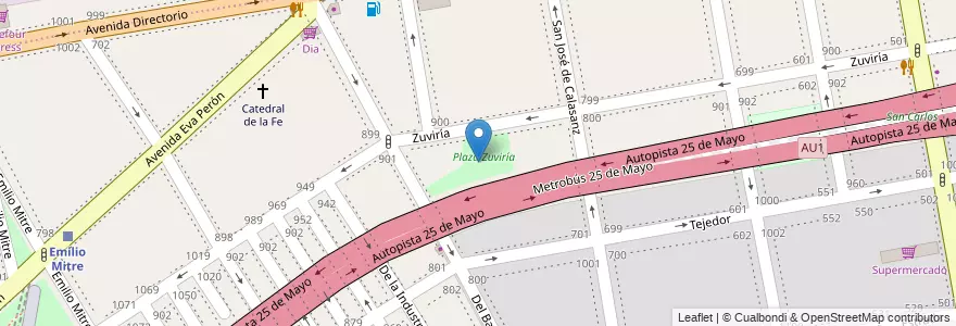 Mapa de ubicacion de Plaza Zuviría, Parque Chacabuco en Argentine, Ciudad Autónoma De Buenos Aires, Comuna 7, Buenos Aires.