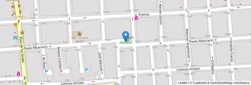 Mapa de ubicacion de Plazoleta en Arjantin, Şili, Mendoza, Godoy Cruz, Departamento Godoy Cruz, Distrito Ciudad De Godoy Cruz.