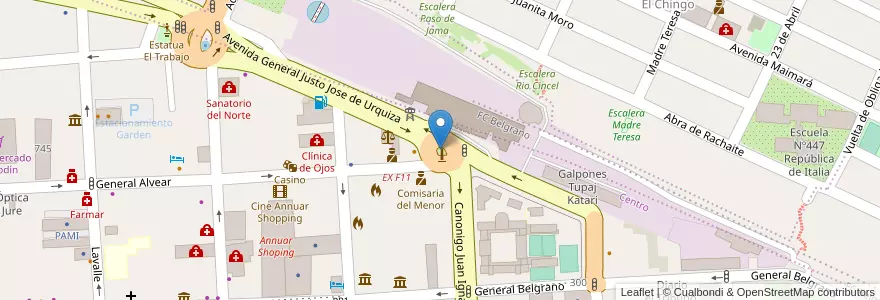 Mapa de ubicacion de Plazoleta 23 de Agosto en Arjantin, Jujuy, Departamento Doctor Manuel Belgrano, Municipio De San Salvador De Jujuy.