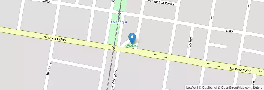 Mapa de ubicacion de Plazoleta en アルゼンチン, サンタフェ州, Departamento Vera, Municipio De Calchaquí.