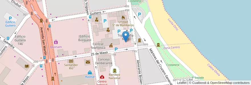 Mapa de ubicacion de Plazoleta 8 de Noviembre en アルゼンチン, サンタクルス州, チリ, Deseado, Caleta Olivia.