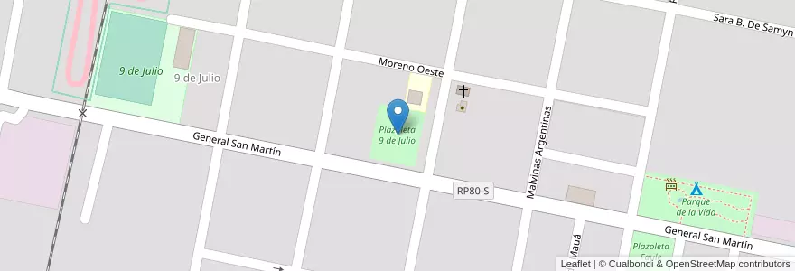 Mapa de ubicacion de Plazoleta 9 de Julio en アルゼンチン, サンタフェ州, Departamento Castellanos, Municipio De Humberto Primo, Humberto Primo.