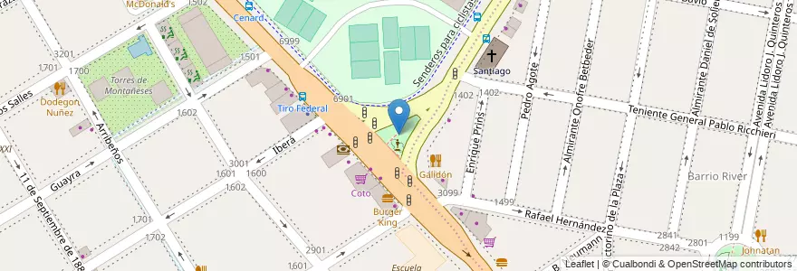 Mapa de ubicacion de Plazoleta Adán Quiroga, Nuñez en Аргентина, Буэнос-Айрес, Буэнос-Айрес, Comuna 13.