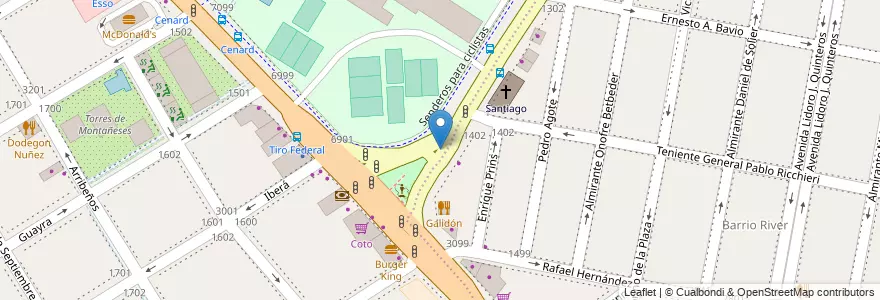 Mapa de ubicacion de Plazoleta Adán Quiroga, Nuñez en 阿根廷, Ciudad Autónoma De Buenos Aires, 布宜诺斯艾利斯, Comuna 13.