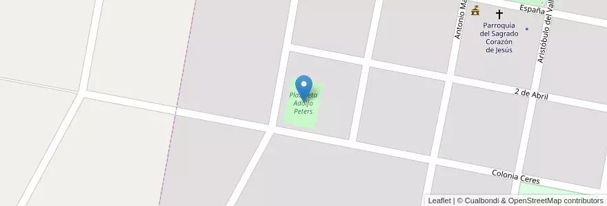 Mapa de ubicacion de Plazoleta Adolfo Peters en Arjantin, Buenos Aires, Partido De Saavedra, Goyena.