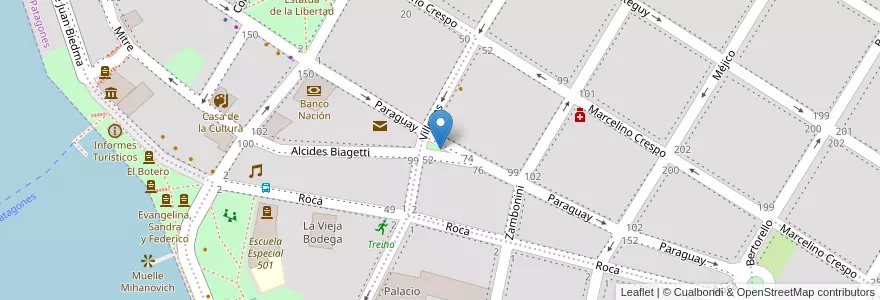 Mapa de ubicacion de Plazoleta Alcides Biagetti en آرژانتین, استان بوئنوس آیرس, Partido De Patagones, Carmen De Patagones.