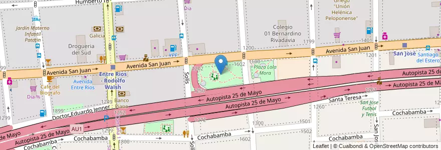 Mapa de ubicacion de Plazoleta Alfonsina Storni, Constitucion en 阿根廷, Ciudad Autónoma De Buenos Aires, Comuna 1, 布宜诺斯艾利斯.