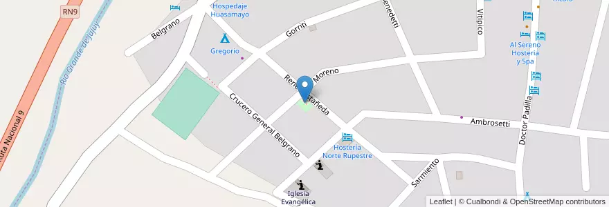 Mapa de ubicacion de Plazoleta Antenor Sajama en Arjantin, Jujuy, Departamento Tilcara, Municipio De Tilcara.