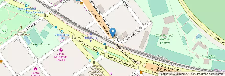 Mapa de ubicacion de Plazoleta Aviso ARA Alférez Sobral, Belgrano en アルゼンチン, Ciudad Autónoma De Buenos Aires, ブエノスアイレス, Comuna 13.