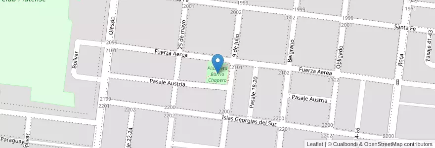 Mapa de ubicacion de Plazoleta Barrio Chapero en Argentinië, Santa Fe, Departamento General Obligado, Municipio De Reconquista, Reconquista.