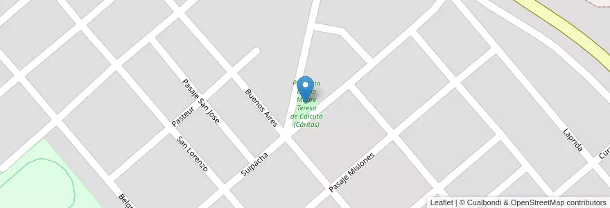 Mapa de ubicacion de Plazoleta Barrio Madre Teresa de Calcuta (Cáritas) en آرژانتین, Córdoba, Departamento San Justo, Pedanía Sacanta, Municipio De Las Varillas.