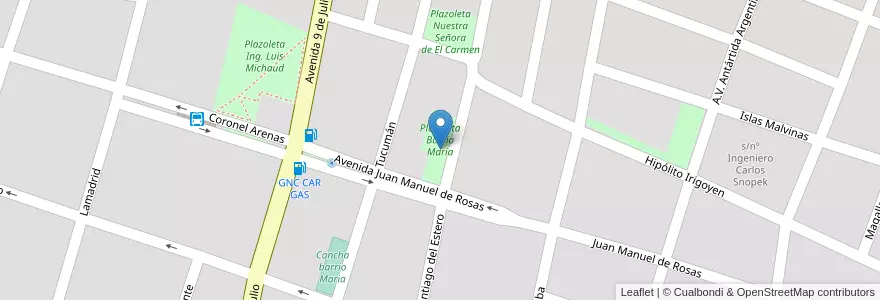 Mapa de ubicacion de Plazoleta Barrio Maria en الأرجنتين, Jujuy, Departamento El Carmen, Municipio De El Carmen, El Carmen.
