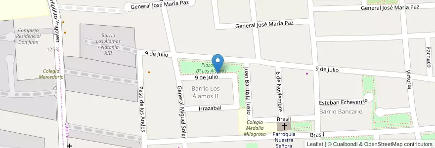 Mapa de ubicacion de Plazoleta Bº Los Alamos en آرژانتین, San Juan, شیلی, Capital, Rivadavia.