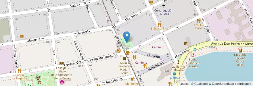 Mapa de ubicacion de Plazoleta Bomberos Voluntarios de La Boca, Boca en Argentinië, Ciudad Autónoma De Buenos Aires, Comuna 4, Buenos Aires.