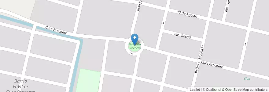 Mapa de ubicacion de Plazoleta Brochero en Argentinien, Provinz Córdoba, Departamento San Javier, Pedanía Dolores, Municipio De Villa Dolores, Villa Dolores.