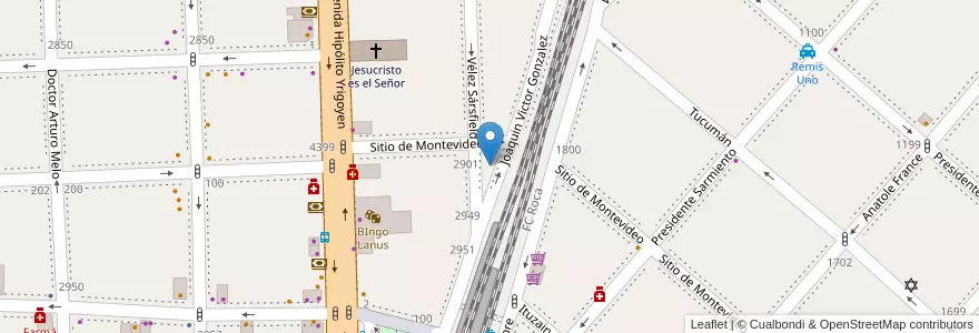 Mapa de ubicacion de Plazoleta Caraza en Arjantin, Buenos Aires, Partido De Lanús, Lanús Oeste.