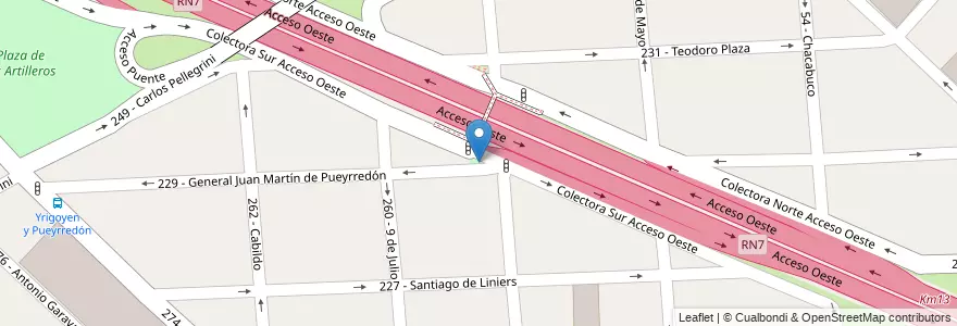 Mapa de ubicacion de Plazoleta Carlos Fuentealba en Arjantin, Buenos Aires, Partido De Tres De Febrero, Ciudadela.