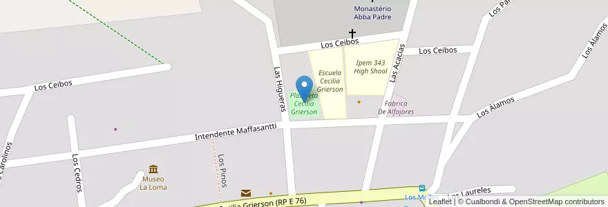 Mapa de ubicacion de Plazoleta Cecilia Grierson en アルゼンチン, コルドバ州, Departamento Punilla, Pedanía Dolores, Municipio De Los Cocos.