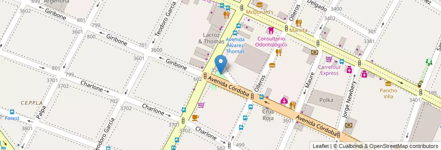 Mapa de ubicacion de Plazoleta Celedonio Esteban Flores, Chacarita en Аргентина, Буэнос-Айрес, Буэнос-Айрес, Comuna 15.