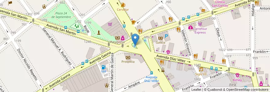 Mapa de ubicacion de Plazoleta Cid Campeador, Caballito en آرژانتین, Ciudad Autónoma De Buenos Aires, Buenos Aires, Comuna 6.