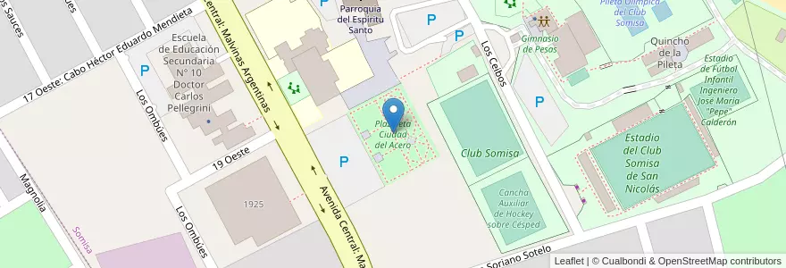 Mapa de ubicacion de Plazoleta Ciudad del Acero en Arjantin, Buenos Aires, Partido De San Nicolás, San Nicolás De Los Arroyos.