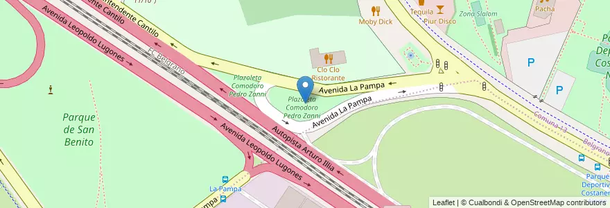 Mapa de ubicacion de Plazoleta Comodoro Pedro Zanni, Belgrano en Аргентина, Буэнос-Айрес, Буэнос-Айрес, Comuna 13.