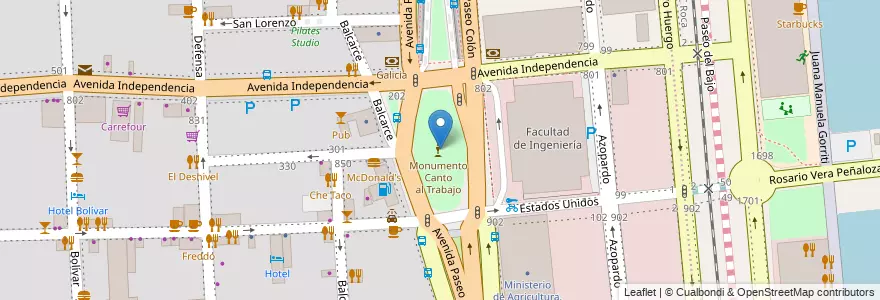 Mapa de ubicacion de Plazoleta Coronel Manuel de Olazábal, San Telmo en Arjantin, Ciudad Autónoma De Buenos Aires, Comuna 1, Buenos Aires.