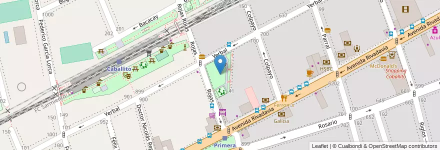 Mapa de ubicacion de Plazoleta Crisólogo Larralde, Caballito en الأرجنتين, Ciudad Autónoma De Buenos Aires, Buenos Aires, Comuna 6.
