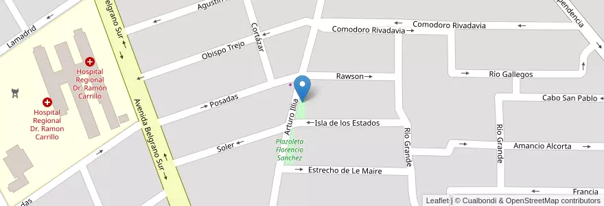 Mapa de ubicacion de Plazoleta Crucer Belgrano en 阿根廷, Santiago Del Estero, Departamento Capital, Santiago Del Estero.