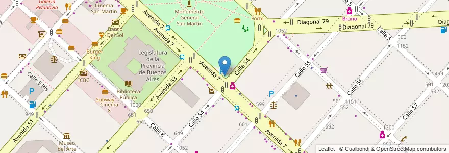 Mapa de ubicacion de Plazoleta Cruz Roja Argentina, Casco Urbano en Argentinien, Provinz Buenos Aires, Partido De La Plata, La Plata.