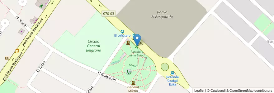 Mapa de ubicacion de Plazoleta de la Salud en アルゼンチン, ブエノスアイレス州, Partido De La Matanza, Ciudad Evita.