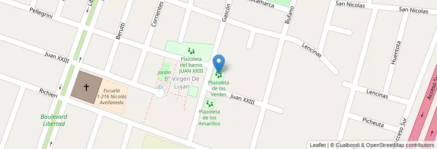 Mapa de ubicacion de Plazoleta de los Verdes en Argentina, Cile, Mendoza, Departamento Luján De Cuyo, Luján De Cuyo, Distrito Mayor Drummond.