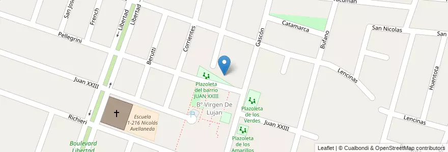 Mapa de ubicacion de Plazoleta del barrio JUAN XXIII en Argentine, Chili, Mendoza, Departamento Luján De Cuyo, Luján De Cuyo, Distrito Mayor Drummond.