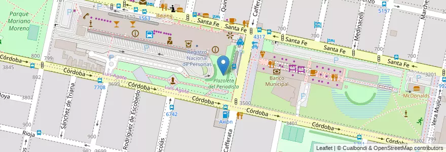Mapa de ubicacion de Plazoleta del Periodista en Аргентина, Санта-Фе, Departamento Rosario, Municipio De Rosario, Росарио.
